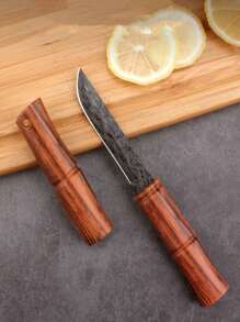 1 Stück ultra-tragbares, handgeschmiedetes scharfes Restaurantmesser mit Bambusgelenk-Griff, kompakter Obstschäler - perfekt für Picknicks und den täglichen Gebrauch