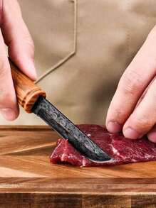 1 Stück ultra-tragbares, handgeschmiedetes scharfes Restaurantmesser mit Bambusgelenk-Griff, kompakter Obstschäler - perfekt für Picknicks und den täglichen Gebrauch
