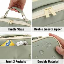 Dual Side Pencil Case Large Capacity Pencil Case Organizer; Double Zipper Storage Bag; Big Pencil Pouch - 綠色 - 查看 3
