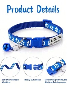 Customized Pet Collar And Leash Set, Adjustable Collar With Bell, Quick Release Clip, Durable Training Rope Suitable For Small Cats Or Dogs