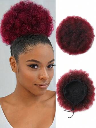 Afrolockiga hårknutar Uppsatt chignon dragsko hästsvansförlängning kvinnor kort afrikanskt tvinnat lockigt hårknut hästsvansförlängning syntetiskt hår lapp afrikansk hästsvans naturligt hår för jul nyår karneval musikfestival