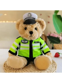 Oso de peluche de bombero con ropa azul policía aleatoria, muñeco de policía con ropa de motociclista de hierro de la policía tráfico osito de peluche con uniforme de policía - Multicolor - Ver 10