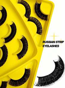 Asiteo 9 Pairs Fluffy Thick Russian Strip Lashes - D Curl Faux Mink Lashes Pack For Long-Lasting, Natural-Looking Eyelashes