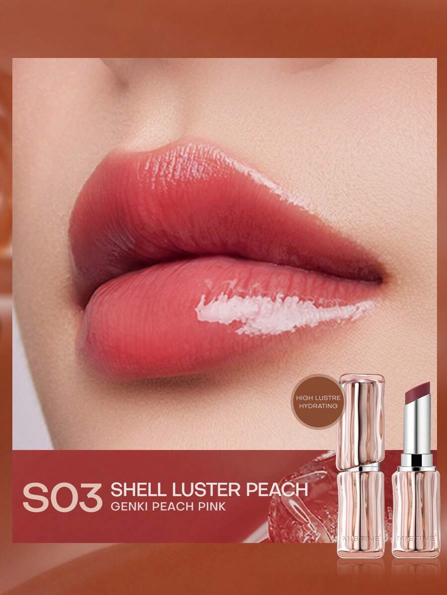 MISTINE Son dưỡng ẩm Thai Latte 3.2g, hiệu ứng trang điểm dưỡng ẩm, thoa mượt mà, lên màu chuẩn, không bết dính, không lem, không trôi, nhẹ nhàng và thoải mái, tan chảy ngay khi thoa, màu S03 Peach Shimmery Shell Finish, 1 thỏi - S03 VỎ ÁNH ĐÀO - Xem 1