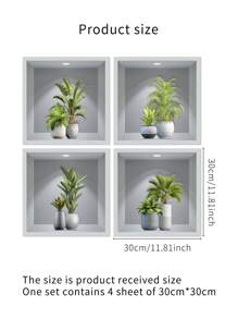 4 peças/Conjunto 30cm*30cm Adesivos de Parede Impermeáveis Autocolantes com Impressão Floral para Sala de Estar, Cozinha, Hall de Entrada, Quarto, Decalques de Vinil DIY, Adesivos, Decalque de Parede, Decalque de Vinil para Decoração Doméstica, Itens de Decoração de Primavera Refresquem sua Casa, Presentes de Adesivos de Decoração Rama Aniversário Formatura - Multicolorido - Visão 9