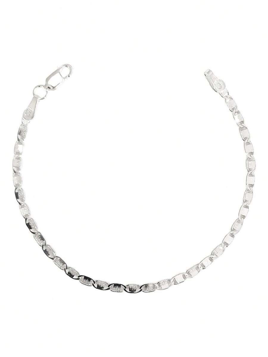 Esclava Pulsera Marinera Gruesa Hombre Dama Plata 925 3 Mm - Plateado - Ver 1