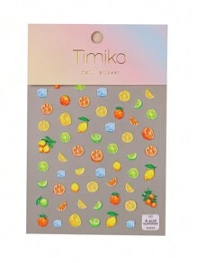 1 Piece Of Embossed Delicious Fruit Theme, Orange, Lemon, Ice Cubes And Other Nail Art Stickers, Suitable For Girls To Use In DIY Nail Salons Nails