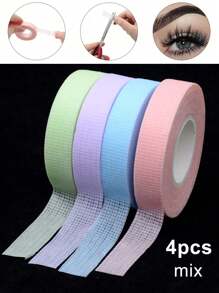 4 rollos de cinta para pestañas, cinta de tela microporosa transpirable para extensiones de pestañas, 9m/rollo, maquillaje, barato, decoración de habitación, tocador, viaje, dormitorio, accesorios de maquillaje - Multicolor - Ver 1