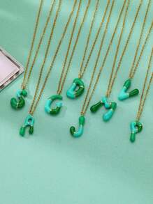 1入組多巴胺彩色氣泡字母頭飾項鍊，適合女孩子，可愛的氣球字母名稱項鍊，不鏽鋼鎖骨鏈，夏季時尚珠寶配飾（隨機顏色）