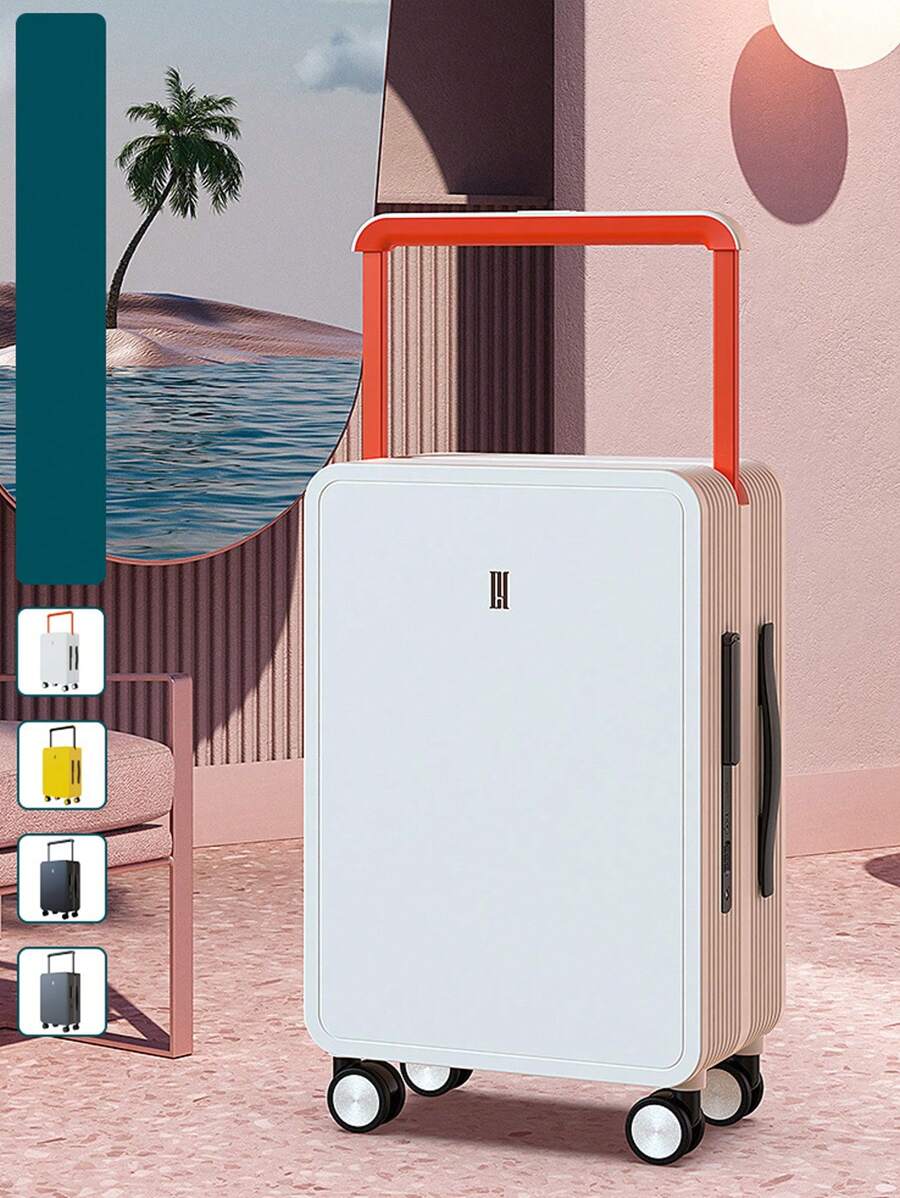 1pc 20-Inch PC Material Luggage With Wide Trolley Case, Password Boarding Travel Case, Universal For Men And Women, Business Travel Large Capacity Suitcase, Highly Attractive And Silent Spinner Wheel Luggage With TSA Lock Carry On Suitcase Hand LuggageTrip School Holiday Honeymoon Vacation Study Abroad Graduation Ideal Choice For Gifts Boys Girls Student Couple Bag For School School Accessories School Stuff - White - View 1