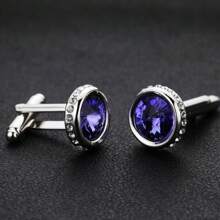 1 Pair Crystal Shirt Cuff Links Wedding Cufflinks For Men Jewelry Or Accessories Father's Day Gift For Party Anniversary Birthday