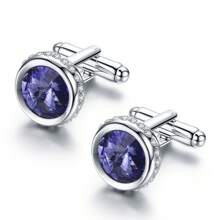 1 Pair Crystal Shirt Cuff Links Wedding Cufflinks For Men Jewelry Or Accessories Father's Day Gift For Party Anniversary Birthday