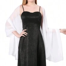 1 件女士柔软雪纺防晒婚礼伴娘披肩围巾适合舞会晚会舞蹈配饰女士