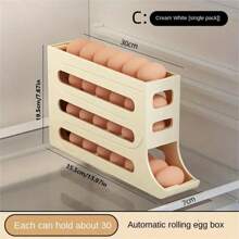 1入組冰箱蛋類收納盒，自動蛋卷架，超大容量蛋托櫃，廚房小物品，廚房用具，廚房配件，廚房用品 - 彩色 - 查看 14