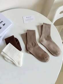 6 pares de calcetines de tubo medio para mujer, calcetines de uso diario de unicolor y suave para correr, senderismo