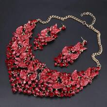 1 Set Luxus Kristall Schmetterling Halskette & Ohrringe Schmuckset, geeignet für Frauen Hochzeiten, Galas, Partys, Jahrestage, Valentinstag, Geburtstags Geschenke