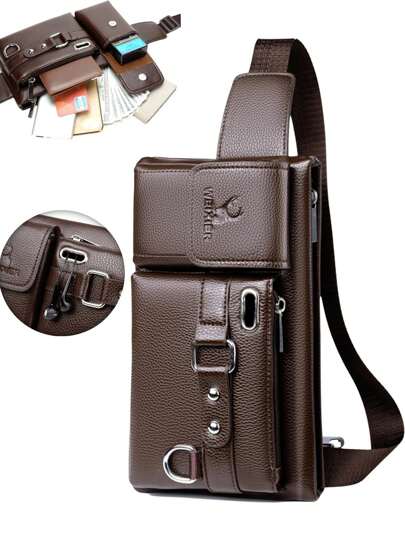 1pc Men Fashionable Crossbody Bag Waist Bag Chest Bag Shoulder Bag Sports Bag Card Holder Phone Purse, PU Material, Multiple Compartments Pockets, Adjustable Strap, New Simple Stylish Sports Casual Belt Bag Valentines Gifts Valentine Gifts For Men Vintage School Vacation Gift Bag Bag Pack Spring Vintage Bags School Supplies Pouch