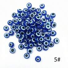 50pcs Fashionable Evil Eye Shaped Flat Beads, 8x5mm, With Straight Hole, DIY Jewelry Accessories For Necklace & Bracelet Making