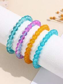 10pcs Random Beaded Elastic Rope Bracelet - Multicolor - View 7