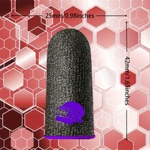 2對銀色纖維手機3L電競手指套手套，專業遊戲玩家汗水防滑抗汗吸收敏感絲滑觸摸屏手指套電競手指套 - 均碼 - 查看 2