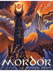 1入抽象戒指藝術復古旅遊海報油畫畫布，莫德爾城堡之主主題，適用於兒童臥室家居裝飾畫，無畫框 - 彩色 - 查看 30