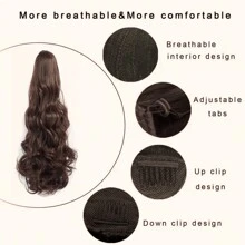 Long Curly Synthetic Drawstring Ponytail Hair Extension 22 Inch Heat Resistant Pony Tail Wig Extensions Clip In Ponytail Hairpiece - Dark Brown - View 6