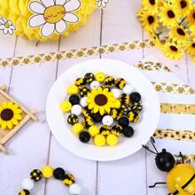 26 piezas de cuentas de silicona con diseño mixto de girasol y cuadros para manualidades DIY en bolsos, móviles, pulseras, collares y otros accesorios de joyería para San Valentín