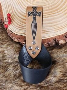 1pc Medieval Sword Scabbard Retro Sword Handle Leather Cover Knife Accessory Belt Loop - Multicolor - View 3