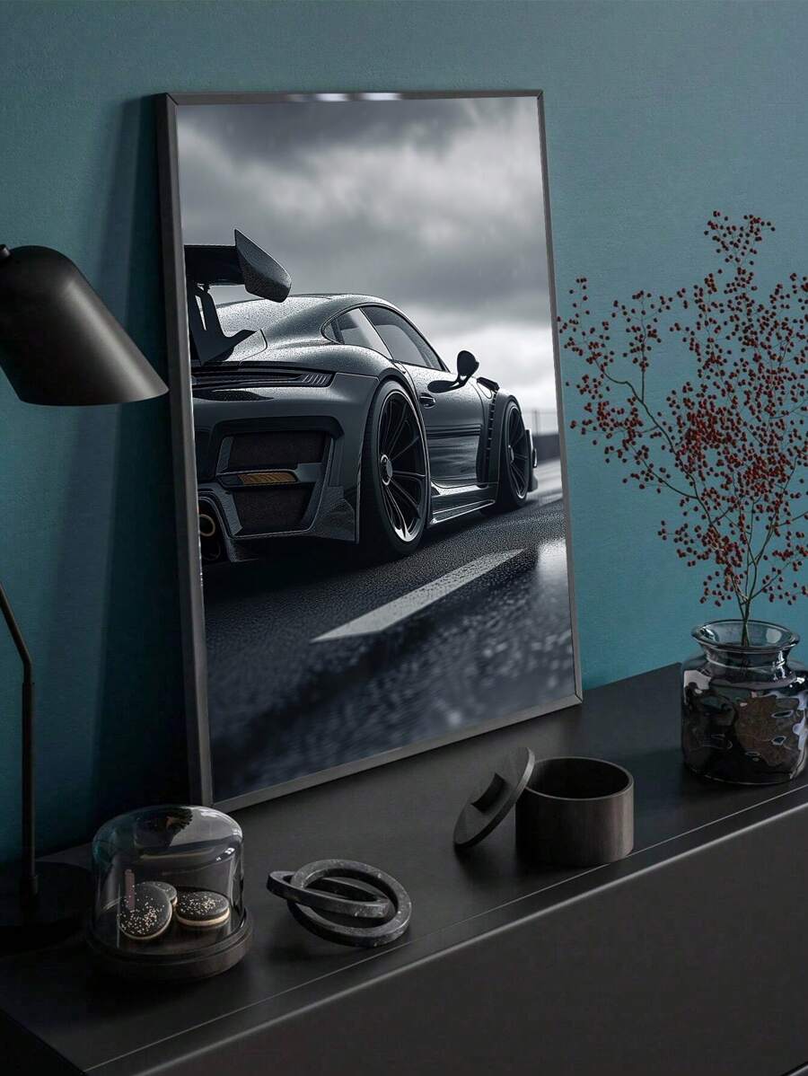1 Pieza Impresión en lienzo de auto, Pintura artística de supercarros elegantes, Póster de arte de automóvil, Regalo de carreras, Arte en lienzo, Decoración de pared sin marco