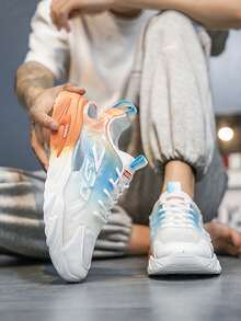 男士透氣網眼休閒運動訓練鞋，男士夏季涼鞋，男士耐磨防滑運動鞋，男士休閒鞋 - 藍白色 - 查看 3