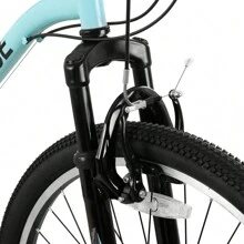 Hiland Bamcbase Lilac 26 Inch Adult Mountain Bike, Women's Step-Thru MTB With Shimano 21-Speed Rear Derailleur, V-Brakes, Suspension Front Fork & High-Carbon Steel Frame (Purple, White & Sky Blue) - 薄荷藍 - 查看 5