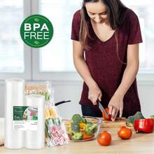 3 卷真空封口袋，真空密封膜，带标签的食品真空袋，适用于所有真空封口机，用于真空低温烹饪冷冻袋（真空袋卷 *3 + 标签 *10），储物，厨房收纳，厨房用品，房间装饰，家居装饰。 - 白色 - 查看 2