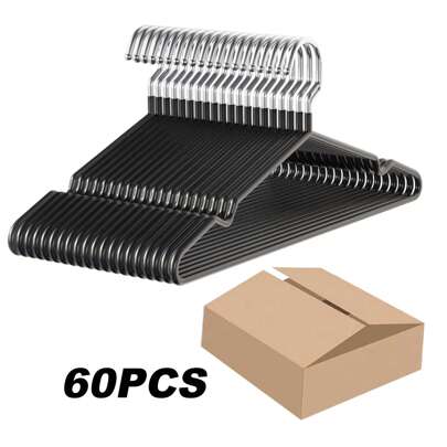 100/60/30/20/10/5/1pc Non-Slip Rubber Coated Metal Hangers For Effortless Wardrobe Organization, Space-Saving Clothes Hangers With Durable Rubber Coating And Sturdy Silver Hooks, Heavy Duty Design Ideal For Shirts, Jackets, And Coats, Featuring Round Notches For Versatile Use - Perfect Valentine's Day Gift For Him/Her, Enhance Your Closet Style This Holiday Season!