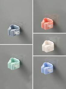 1个挂钩，可挂2个拖把。黑白双色不穿孔拖把挂钩。适用于浴室和厨房收纳。浴室多用途。粘性挂钩。扫帚架。拖把夹/壁挂式扫帚架。收纳架。强力自粘清洁产品，返校季必备。学习用品浴室配件 - 黑色 - 查看 8