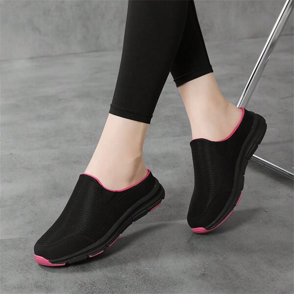 Zapatos de verano nuevos para mujer - estilo europeo y americano - Zapatos planos cómodos con malla, sin espalda y sin cordones