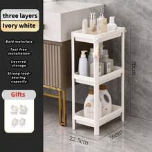 Bathroom Floor Standing Storage Rack, Toilet Wash Basin Shelf, Multi-Layer Organizer For Narrow Space - White - View 5