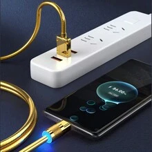 120W 锌合金 USB 转 Type-C 快充数据线，适用于多种智能手机型号，Micro 系列，USB-C 充电线 - 金色 - 查看 5