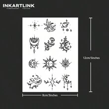 INKARTLINK革命性半永久防水指紋紋身貼，小巧設計，外觀逼真，天然植物基礎，神奇紋身貼紙 - 黑色 - 查看 6