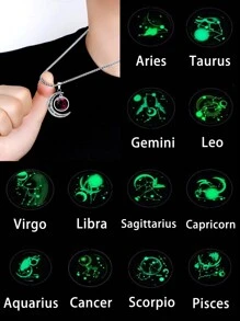 1條以星座為設計靈感的不鏽鋼項鍊，附有復古月亮及發光石吊墜