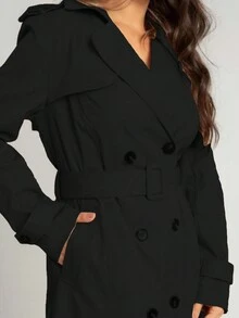 Women Overcoats - 黑色 - 查看 5