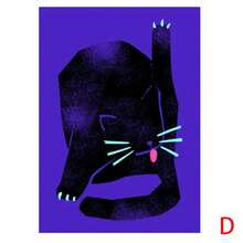 1 幅，复古黑猫动物海报懒散猫抽象帆布画现代北欧印刷墙壁艺术画客厅卧室装饰，无框架 - 藍色 - 查看 21