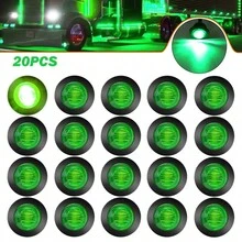 20 PCS 3/4" Round LED Front Rear Side Indicator Bullet Marker Light For Truck RV Car Bus Trailer Van Caravan Boat - Green - View 1