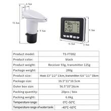 Medidor inalámbrico de nivel de líquido de tanque de agua ultrasónico FT002 con sensor de temperatura, pantalla de tiempo de nivel de agua e indicador de batería baja - Negro - Ver 6