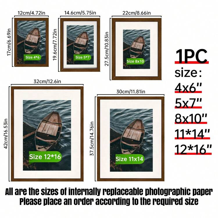 1pc Brown Wooden Picture Frame, Decorate Your Memory With This Multi-Functional Frame - Suitable For Wall And Tabletop Decor! Available In Multiple Sizes For 12x16in, 11x14in, 8x10in, 5x7in, And 4x6in Photos. Gifts Birthday Graduation - Brown - View 2