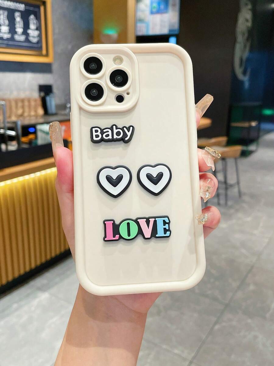 1 个 3D 心形 TPU 软手机壳，相机镂空设计，为相机提供良好保护，兼容 iPhone/Galaxy/Infinix/小米 Redmi - 白色 - 查看 1