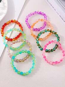 10pcs Random Beaded Elastic Rope Bracelet - Multicolor - View 6