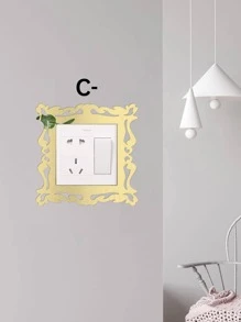 1pc Gold Patterned Border Switch Sticker With Mirrored Surface And Acrylic Material, Suitable For Light Switches In Living Room, Bedroom, Kitchen, Etc.,Stickers,Wall Decal,Vinly Decal For Home Decorations,Spring Decoration Items Refesh Your Home,Rama Decoration Stickers Gifts Birthday Graduation