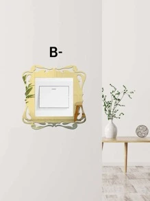 1pc Gold Patterned Border Switch Sticker With Mirrored Surface And Acrylic Material, Suitable For Light Switches In Living Room, Bedroom, Kitchen, Etc.,Stickers,Wall Decal,Vinly Decal For Home Decorations,Spring Decoration Items Refesh Your Home,Rama Decoration Stickers Gifts Birthday Graduation
