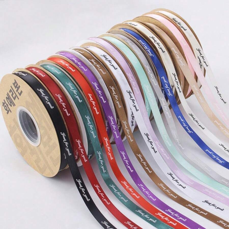 40 Yards English Ribbon Bouquet Satin Ribbon, 1CM Wide, For Flower Wrapping, Gift Wrapping, Baking Decoration, Silk Ribbon For Florist And Flower Arrangement Material - Multicolor - View 1