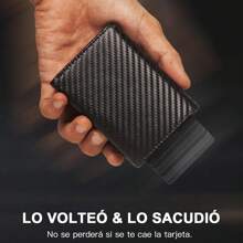 Carteras para Hombre,Tarjetero, Billetera para Hombre,RFID Bloqueo Antirrobo Tarjetero para Caballero Plegable, Con Bolsillo de Moneda Billetera para,Regalos para hombre-Grano negro - fibra de carbono negro - Ver 7